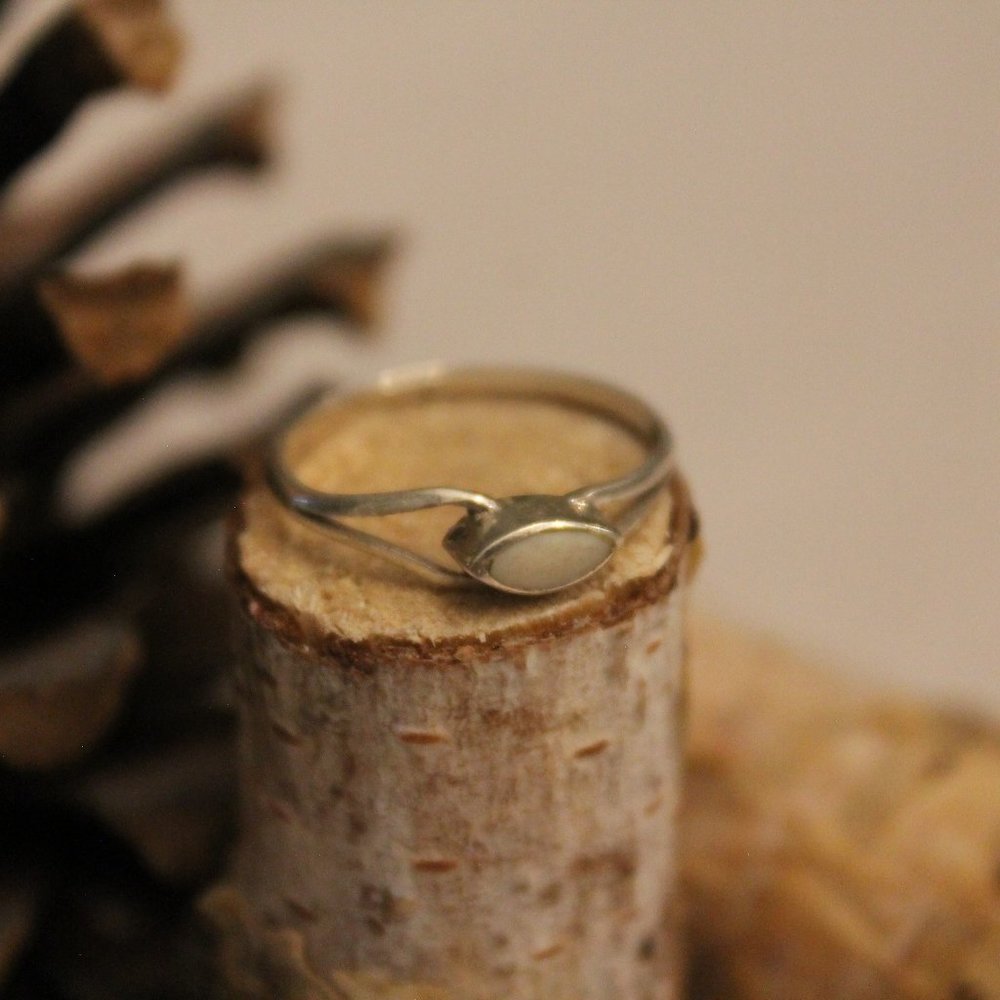 Silver Ring with Cream Stone